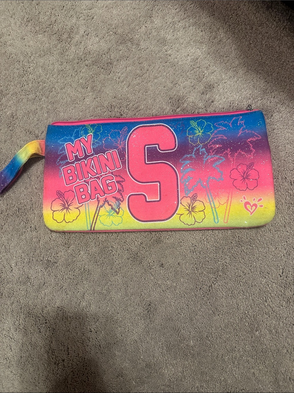 Justice Multicolor 'My Bikini Bag' S Wristlet - Pink Blue Yellow